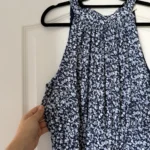 Thumbnail for Robe longue Michael Kors bleu fleuris blanc taille L