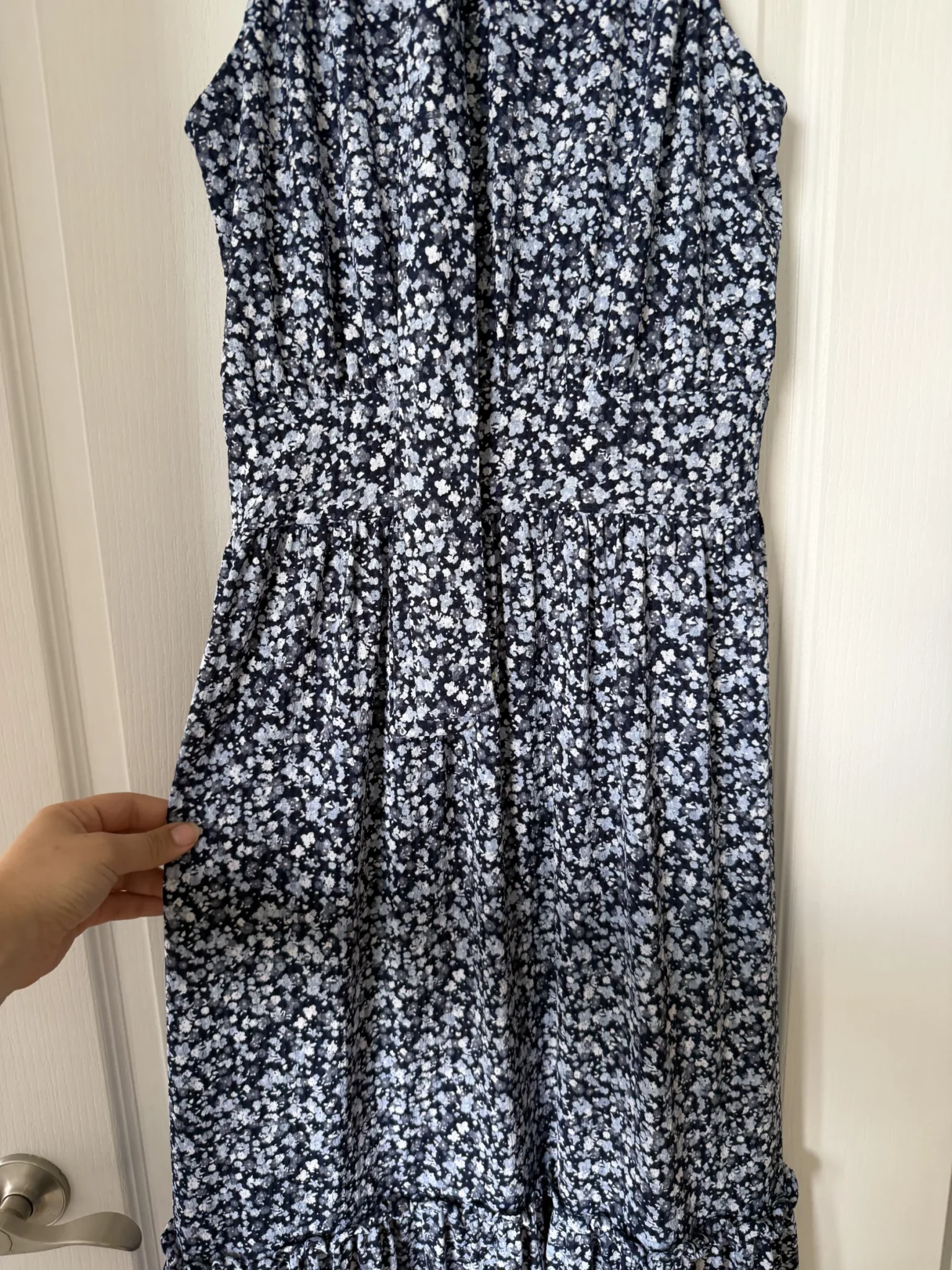 Image for Robe longue Michael Kors bleu fleuris blanc taille L