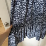 Thumbnail for Robe longue Michael Kors bleu fleuris blanc taille L