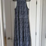 Thumbnail for Robe longue Michael Kors bleu fleuris blanc taille L