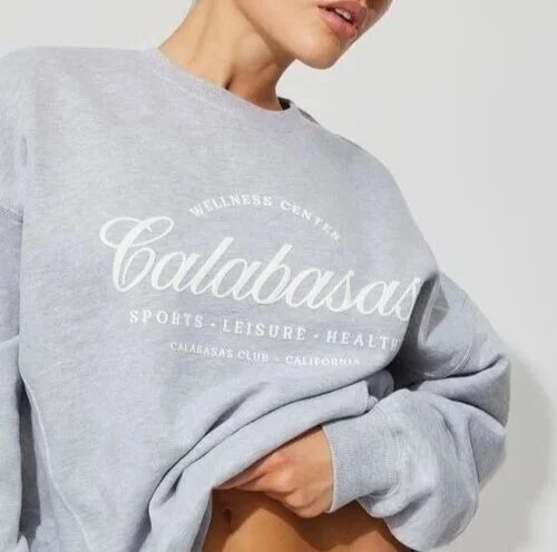 Image for Garage Calabasas Oversized Grey Crewneck Sweater Sweatshirt