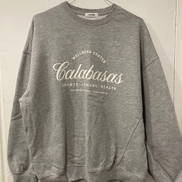 Image for Garage Calabasas Oversized Grey Crewneck Sweater Sweatshirt