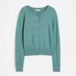 Featured thumbnail for H&M Turquoise Fine-Knit Cardigan Sweater Top