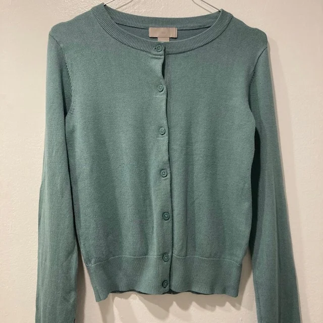 Image for H&M Turquoise Fine-Knit Cardigan Sweater Top