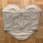 Thumbnail for Cotton Candy LA Silver Glitter Strapless Corset Crop Top