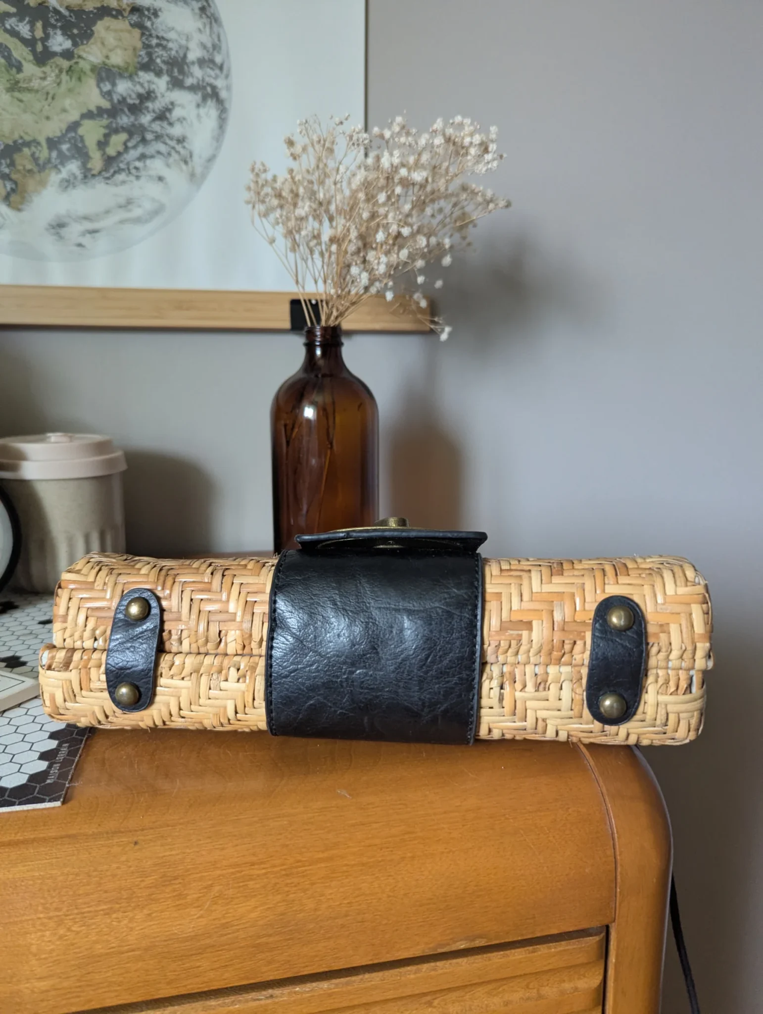 Image for Sac en rotin tissé et cuir
