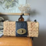 Thumbnail for Sac en rotin tissé et cuir