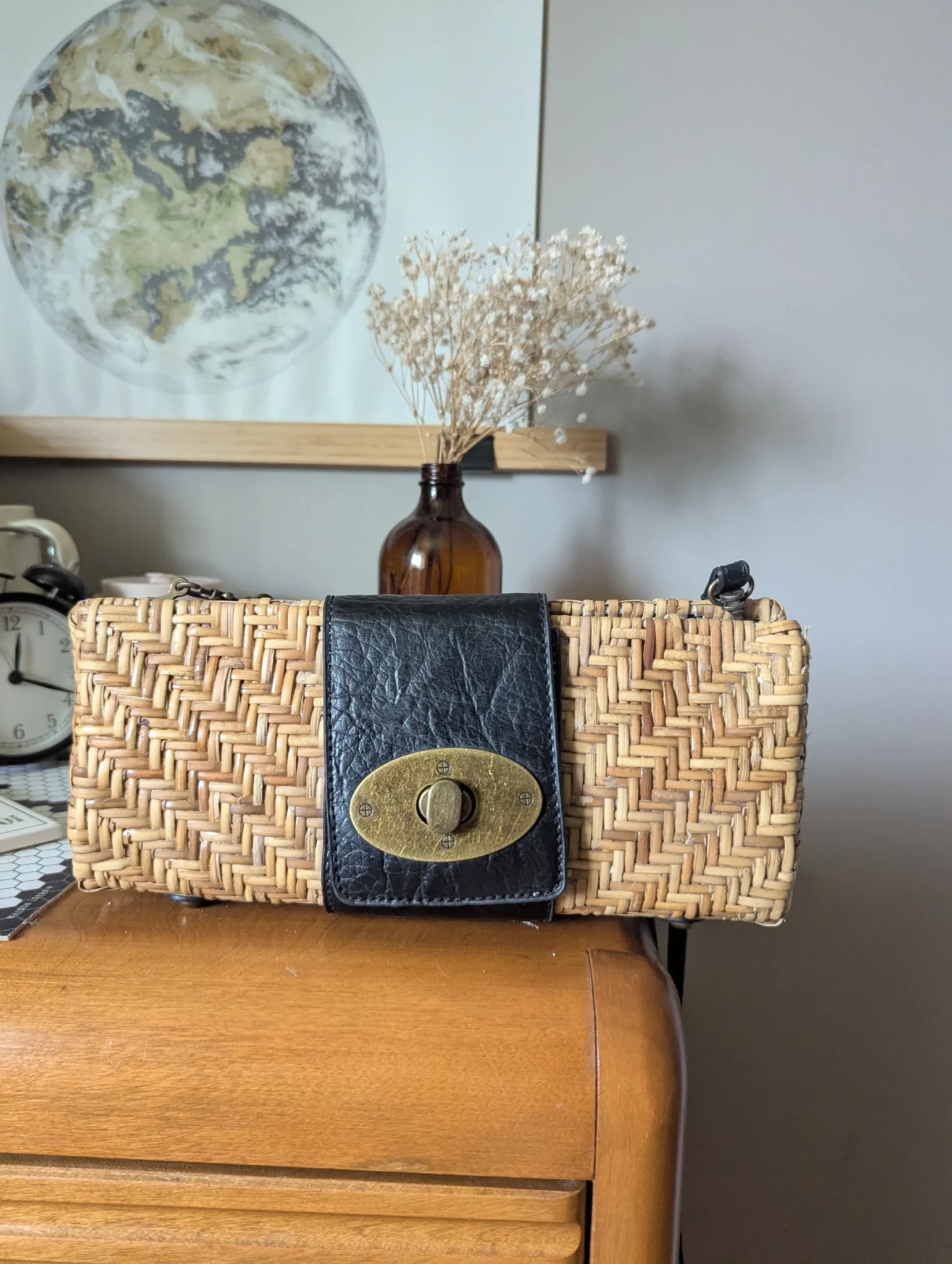 Image for Sac en rotin tissé et cuir