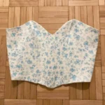 Thumbnail for Haut Bustier Fleuri Blanc & Bleu Zara Strapeless White & Blue Floral Print Corset Crop Top