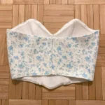 Thumbnail for Haut Bustier Fleuri Blanc & Bleu Zara Strapeless White & Blue Floral Print Corset Crop Top
