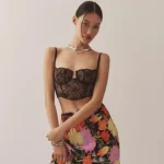 Featured thumbnail for Haut Camisole Bustier Noir Anthropologie Black Mesh Corset Cami Crop Top