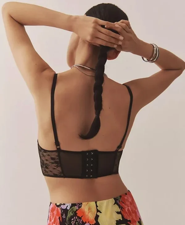 Image for Haut Camisole Bustier Noir Anthropologie Black Mesh Corset Cami Crop Top