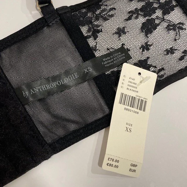 Image for Haut Camisole Bustier Noir Anthropologie Black Mesh Corset Cami Crop Top