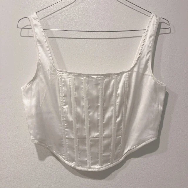 Image for Haut Corset Blanc Satiné Missguided White Satin Crop Top Bustier