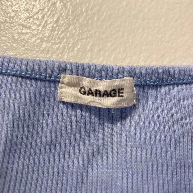 Image for Ribbed Light Blue V-Neck Cropped Cami with Lace Trim Garage Camisole Crop Top Bleu Col V à Dentelle