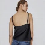 Thumbnail for Haut Camisole Noire Bretelles à Chaînes Zara Black Cowl Neck Cami Top with Chain Straps