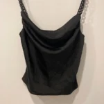 Thumbnail for Haut Camisole Noire Bretelles à Chaînes Zara Black Cowl Neck Cami Top with Chain Straps