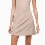 Featured thumbnail for Aritzia Babaton Hopper Beige Short Skirt – Tan Faux Suede Mini Skirt