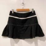 Thumbnail for Black Short Skirt with White Trim - Black Mini Skirt with White Binding