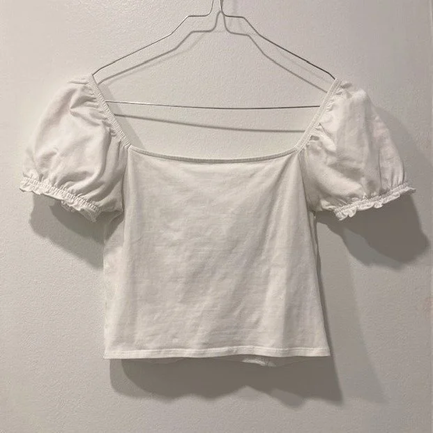 Image for Haut Crop Top Blanc à Noeud Garage White Cropped T-Shirt with Bow Tie