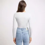 Thumbnail for Haut Chandail Gris Pâle Manches Longues KOOKAÏ Riley Light Gray Scoop-Neck Long Sleeve Tee Top
