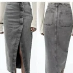 Thumbnail for Jupe longue en jeans asymétrique