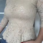 Thumbnail for Blouse en dentelles beige Giorgia taille M/L