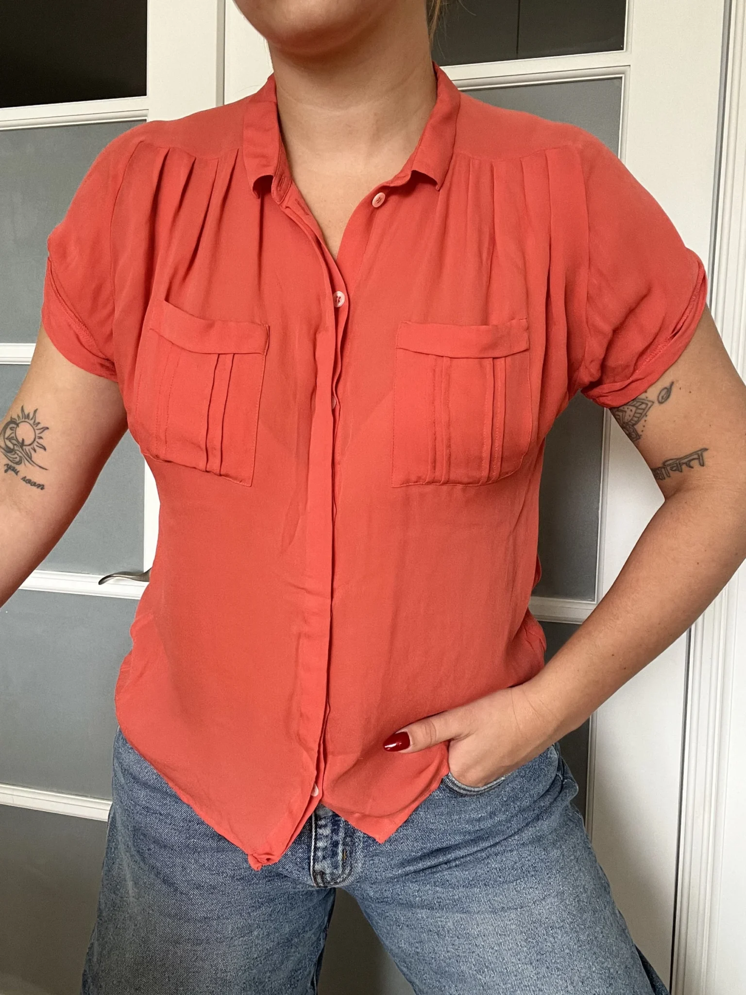 Featured image for Blouse Filipa Ka taille S 100% soie corail rose