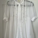 Featured thumbnail for Blouse blanche Michael Kors taille S broderies fleurs