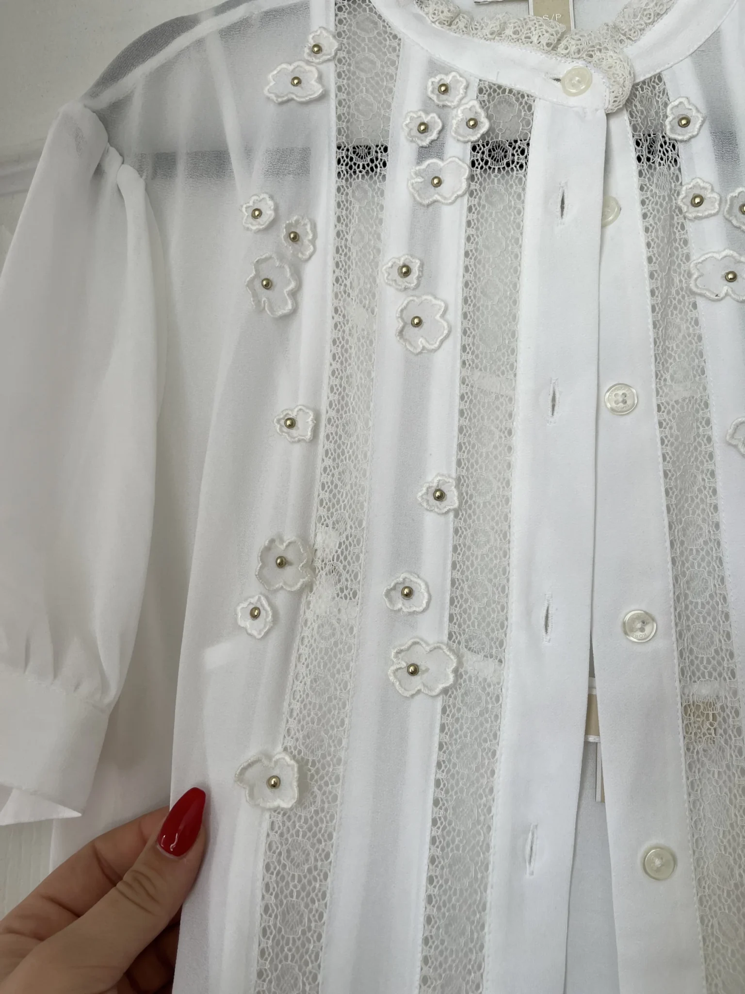 Image for Blouse blanche Michael Kors taille S broderies fleurs