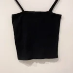Thumbnail for Haut Camisole Noire Côtelée à Col Carré Simons Twik Black Ribbed Square Neck Crop Top Cami
