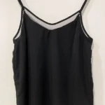 Thumbnail for Haut Camisole Noire Col en V Dex Black Mesh Trim V-Neck Cami Top