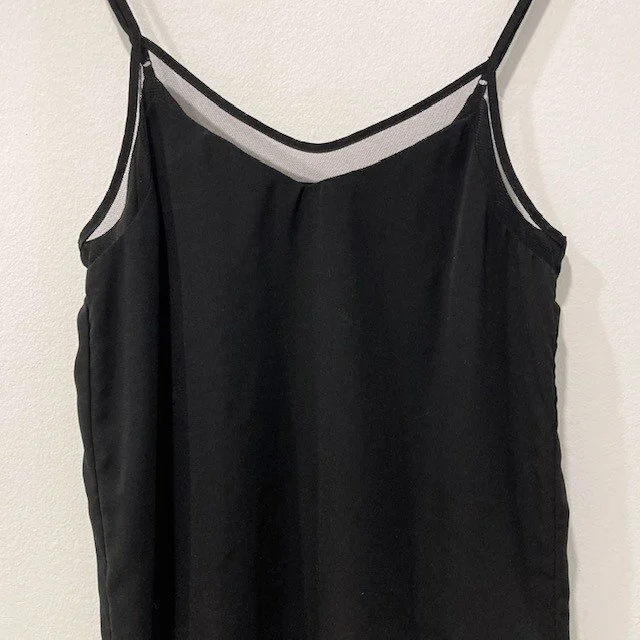 Image for Haut Camisole Noire Col en V Dex Black Mesh Trim V-Neck Cami Top