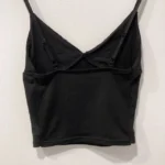 Thumbnail for Black Crop Top Cami with Bow & Lace Trim - Haut Camisole Noire à Dentelle