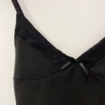 Thumbnail for Black Crop Top Cami with Bow & Lace Trim - Haut Camisole Noire à Dentelle