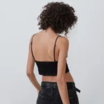 Thumbnail for Haut Camisole Noire Satinée Zara Black Satin Cami Crop Top