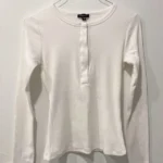 Thumbnail for Haut Chandail Blanc Côtelé à Manches Longues Dynamite White Nyla Long Sleeve Henley Ribbed Top
