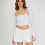 Featured thumbnail for Ensemble Haut Bandeau & Boléro Gris Pâle Garage Light Gray Long Sleeve Shrug & Cropped Tube Top Set