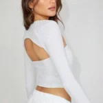 Thumbnail for Ensemble Haut Bandeau & Boléro Gris Pâle Garage Light Gray Long Sleeve Shrug & Cropped Tube Top Set
