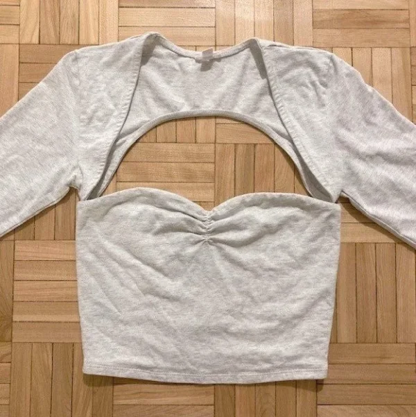 Image for Ensemble Haut Bandeau & Boléro Gris Pâle Garage Light Gray Long Sleeve Shrug & Cropped Tube Top Set