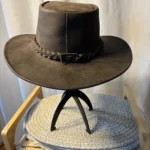 Thumbnail for Chapeau Outback Australien en cuir marron - 57 cm