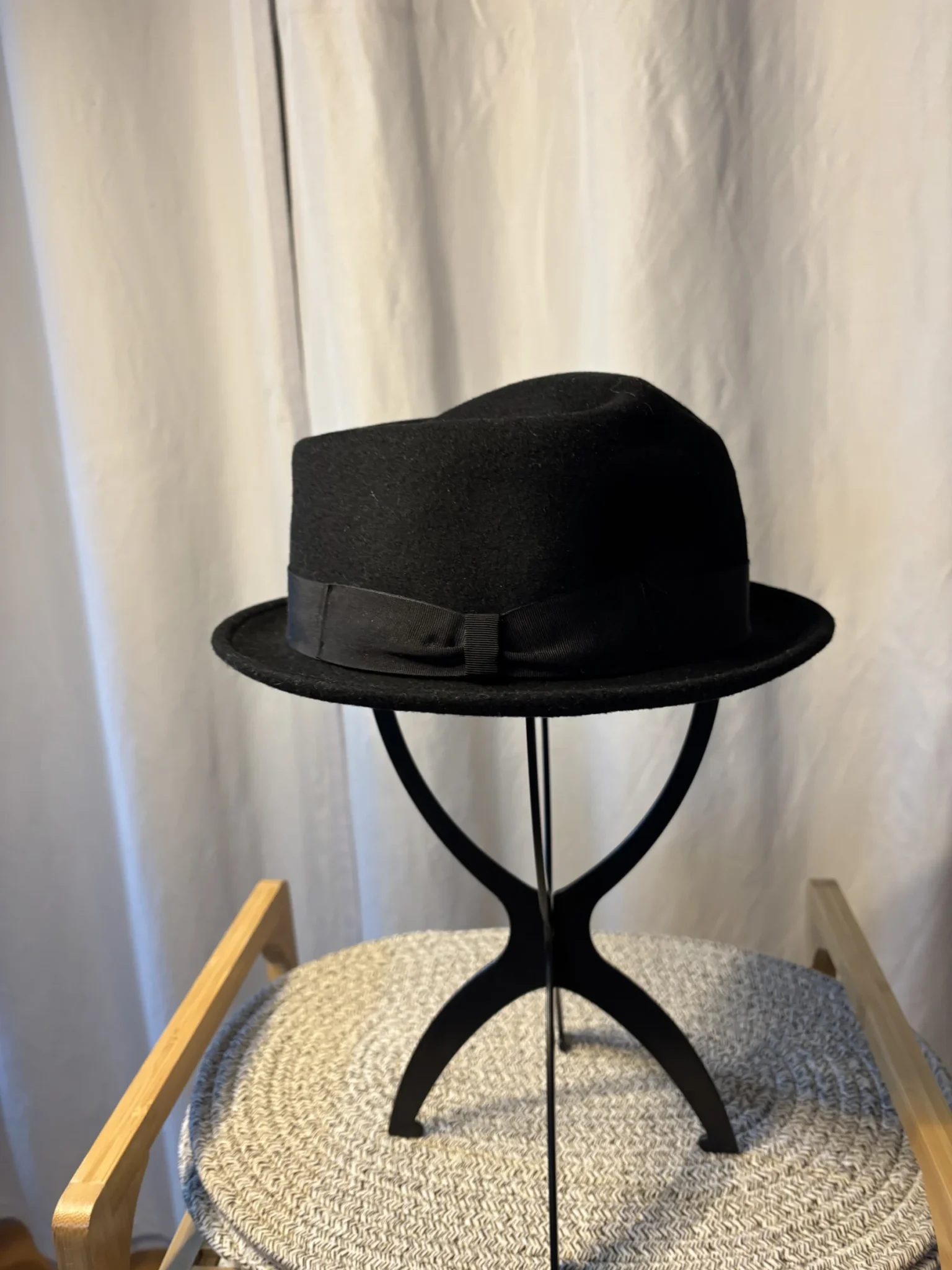 Image for Chapeau Fedora Noir en Laine « Le 31 » (Simons) - Fabriqué en Italie - Taille M/ 57