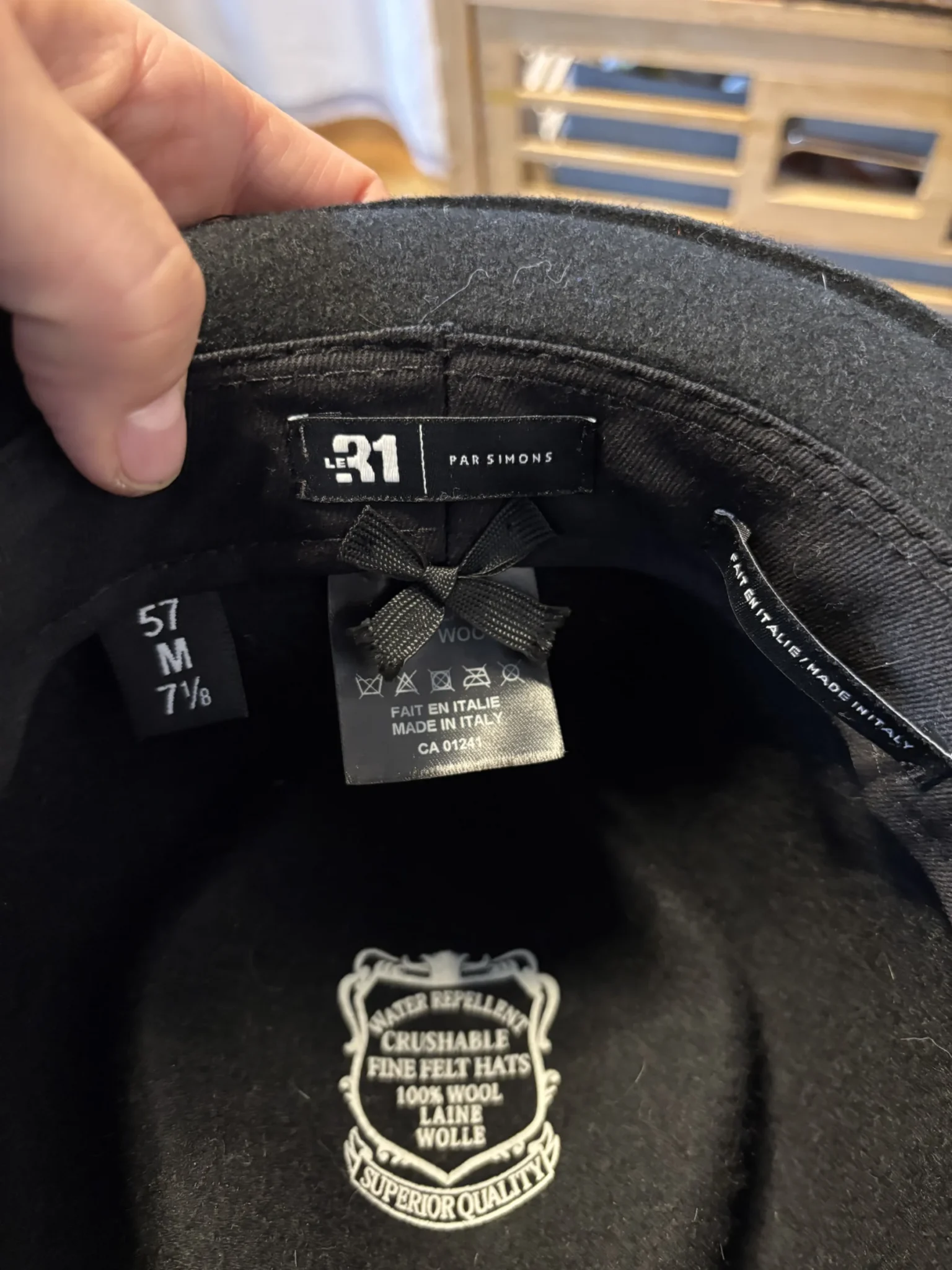 Image for Chapeau Fedora Noir en Laine « Le 31 » (Simons) - Fabriqué en Italie - Taille M/ 57