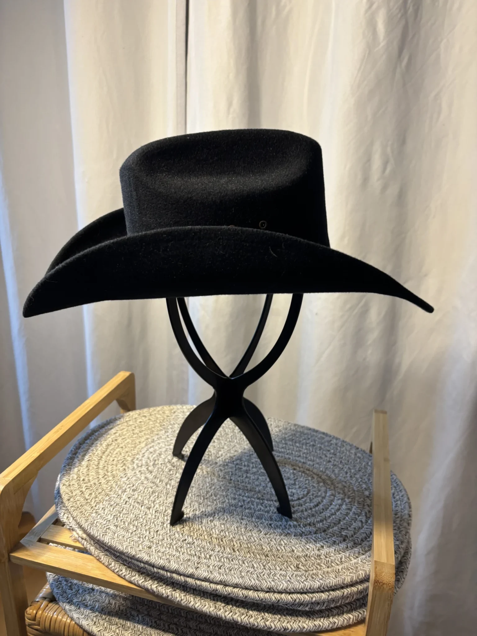 Image for Chapeau de Cowboy Western Noir - Fabriqué au Mexique - Taille S (SM)