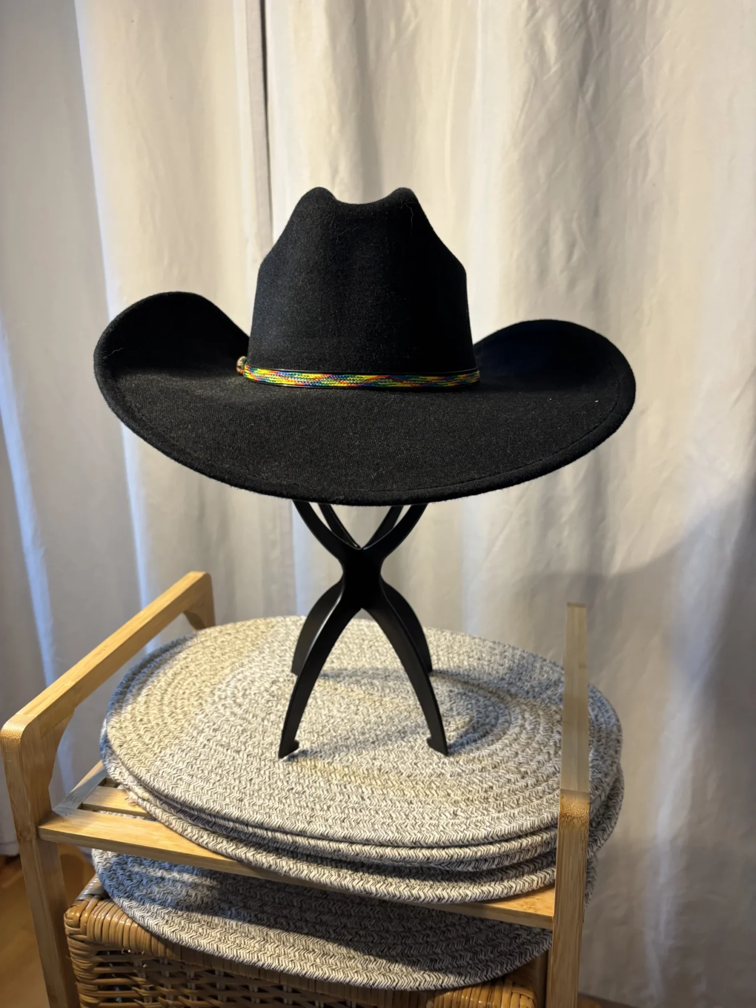 Image for Chapeau de Cowboy Western Noir - Fabriqué au Mexique - Taille S (SM)
