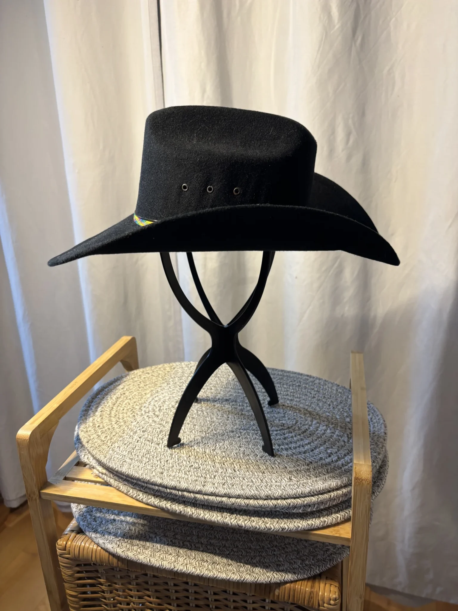 Image for Chapeau de Cowboy Western Noir - Fabriqué au Mexique - Taille S (SM)