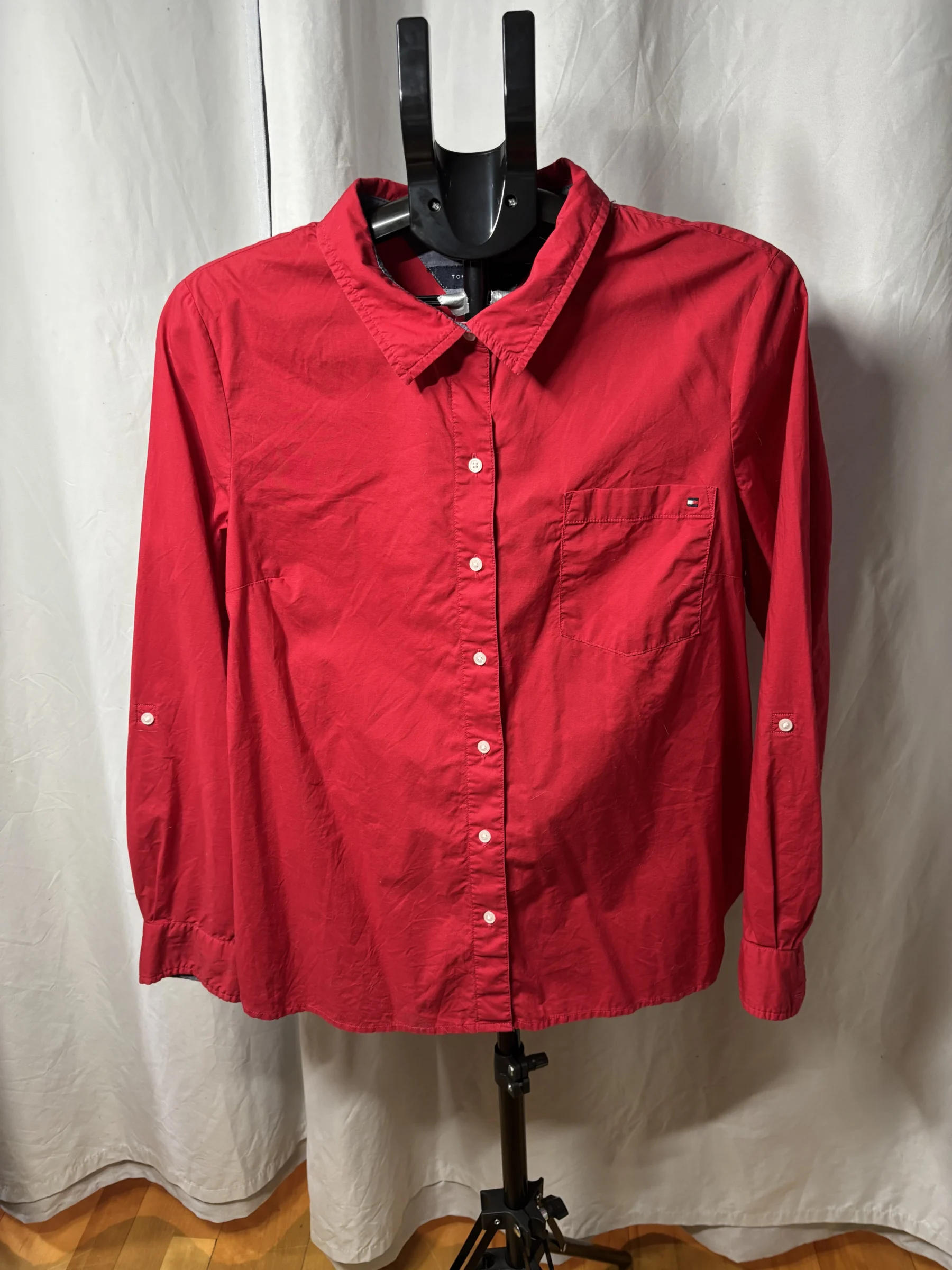 Chemisier rouge Tommy Hilfiger - Manches ajustables - Taille XL Tommy Hilfiger seconde main