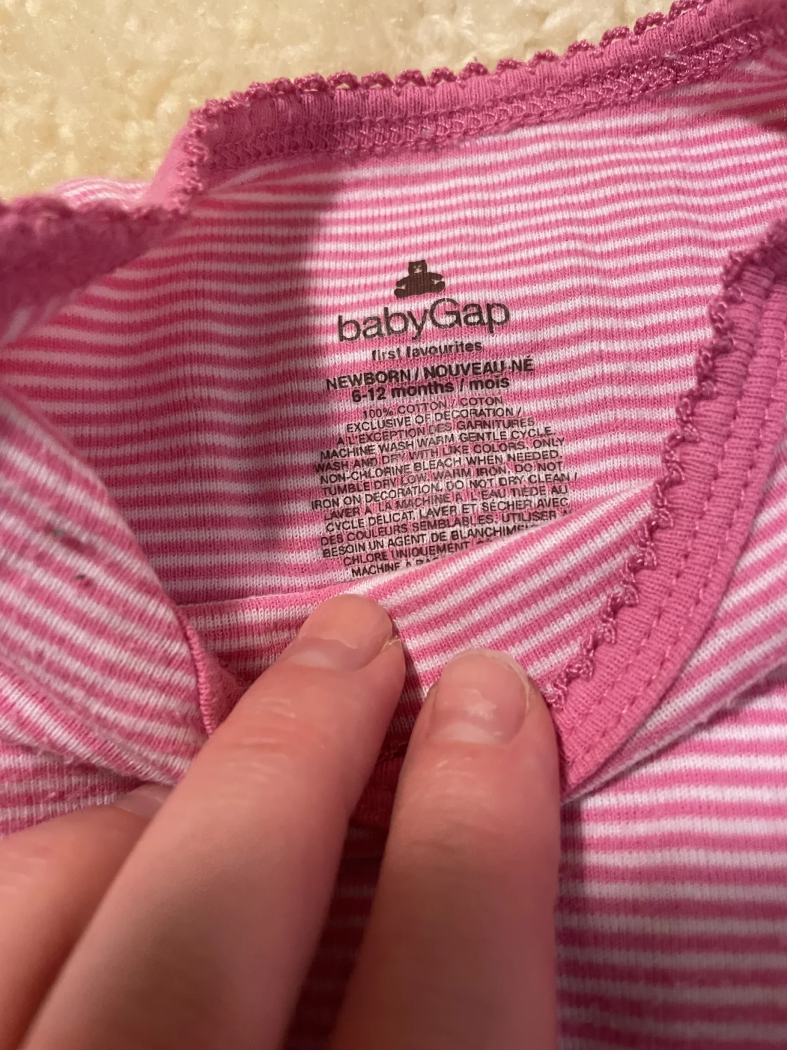 Image for Cache couche manches longues baby gap 6 - 12 mois