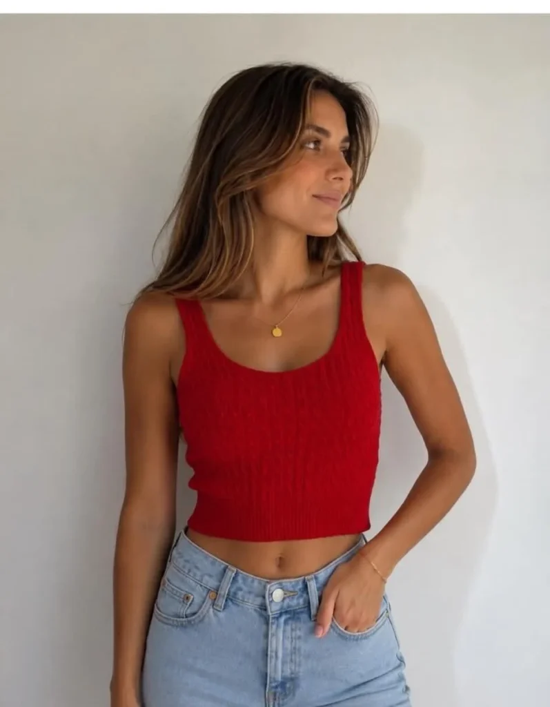 Featured image for Camisole en tricot rouge - onesize ( Made in Italy)