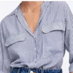 Featured thumbnail for Chemise à rayures Zara bleu & blanc
